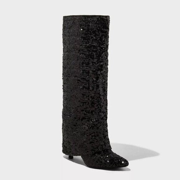 A New Day Women's Abba Sequin Foldover Tall Boots - Picture 2 of 4